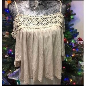POETRY women's Large cream NWT Off the shoulder Top blouse